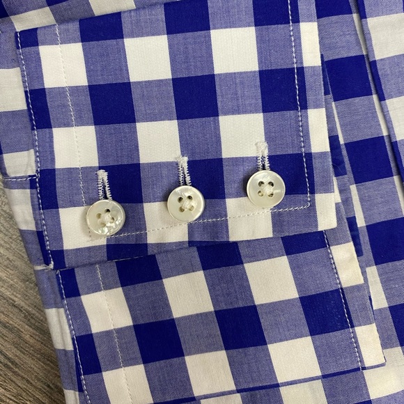 Robert Talbott Estate Blue & White Gingham Shirt 15.5 - Picture 4 of 7